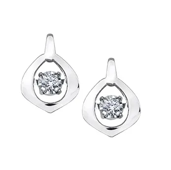 10K White Gold (0.04ct) Dancing Diamond Earrings