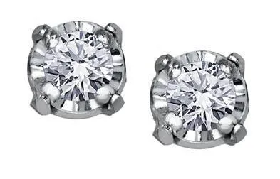10K White Gold 0.04TDW Diamond Earrings