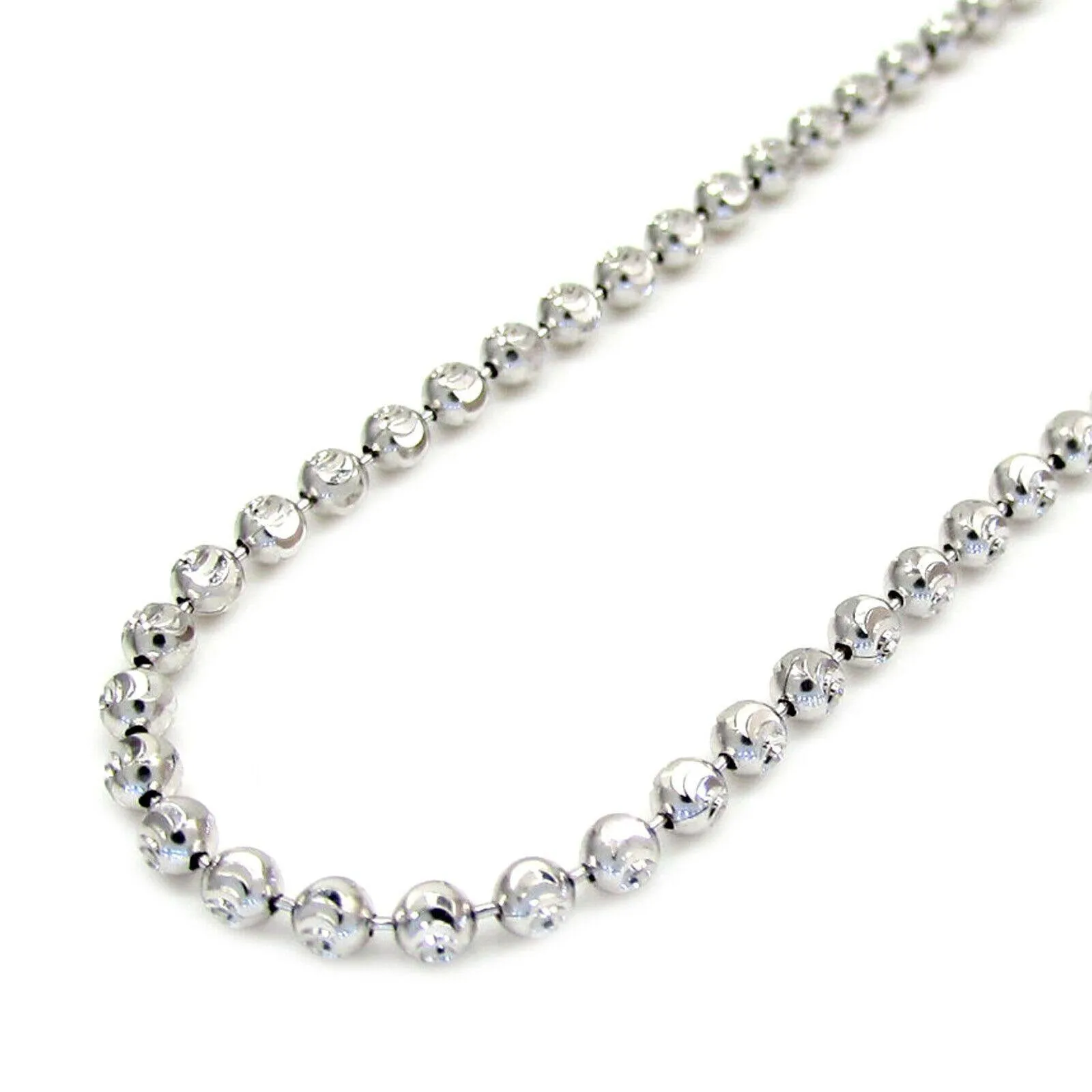10K White Gold Stunning 36" 5mm Solid Diamond Cut Moon Chain