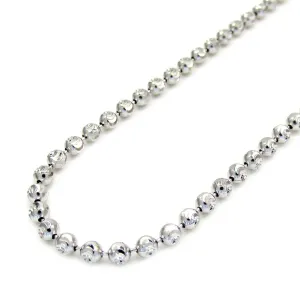 10K White Gold Stunning 36" 5mm Solid Diamond Cut Moon Chain