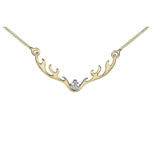 10K Yellow Gold (0.04ct) Canadian Diamond Antler Necklace