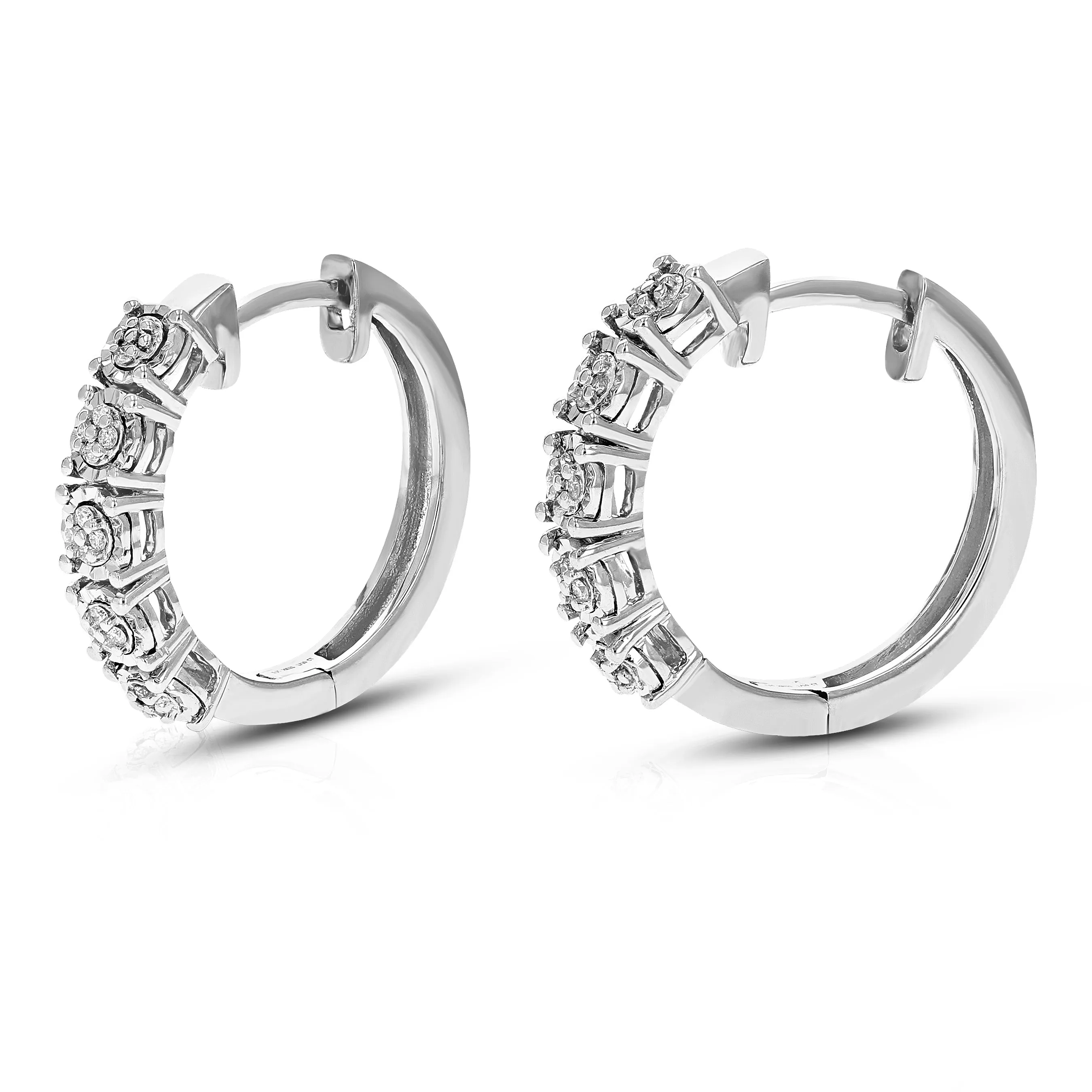 1/10 cttw Lab Grown Diamond Hoop Earrings in Sterling Silver