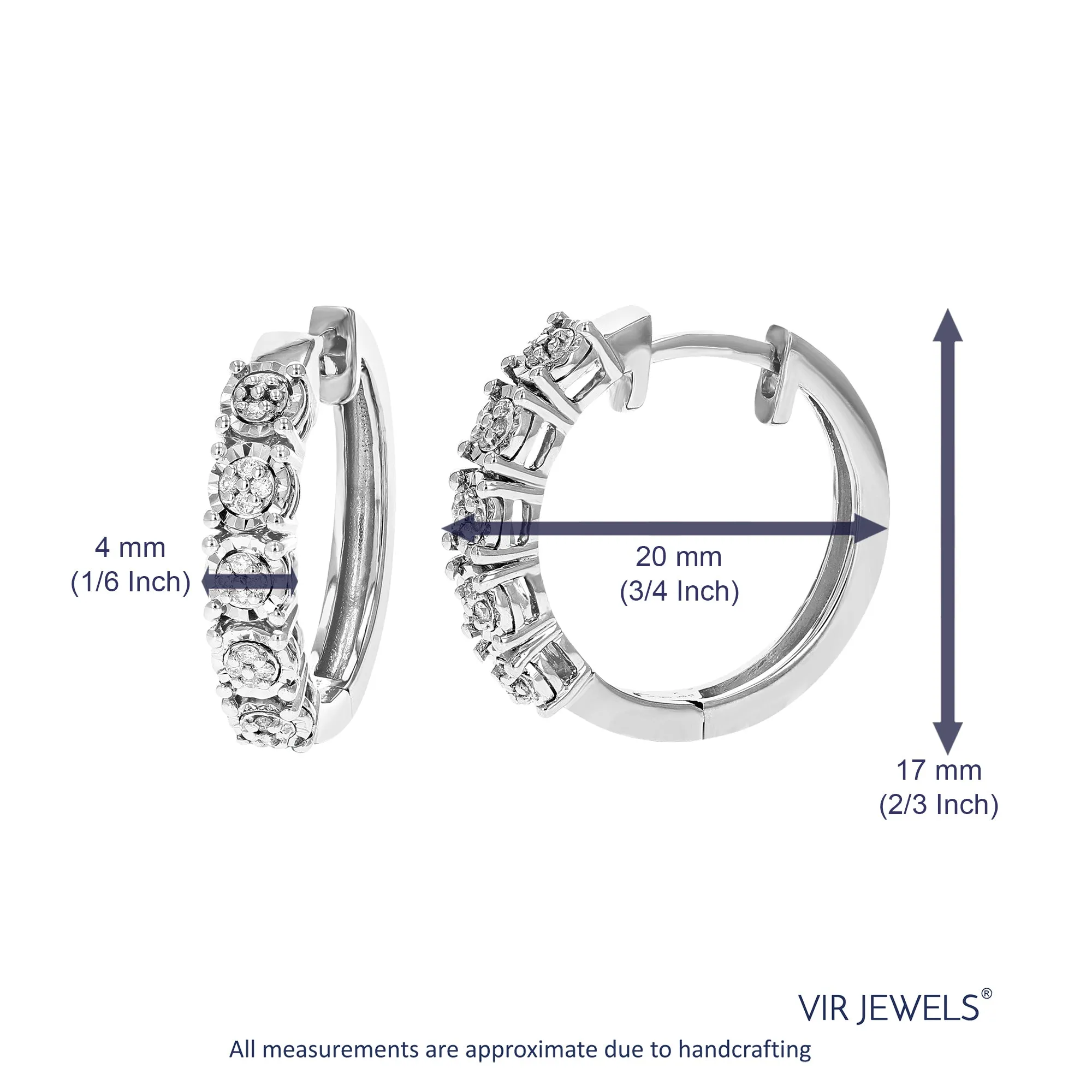 1/10 cttw Lab Grown Diamond Hoop Earrings in Sterling Silver