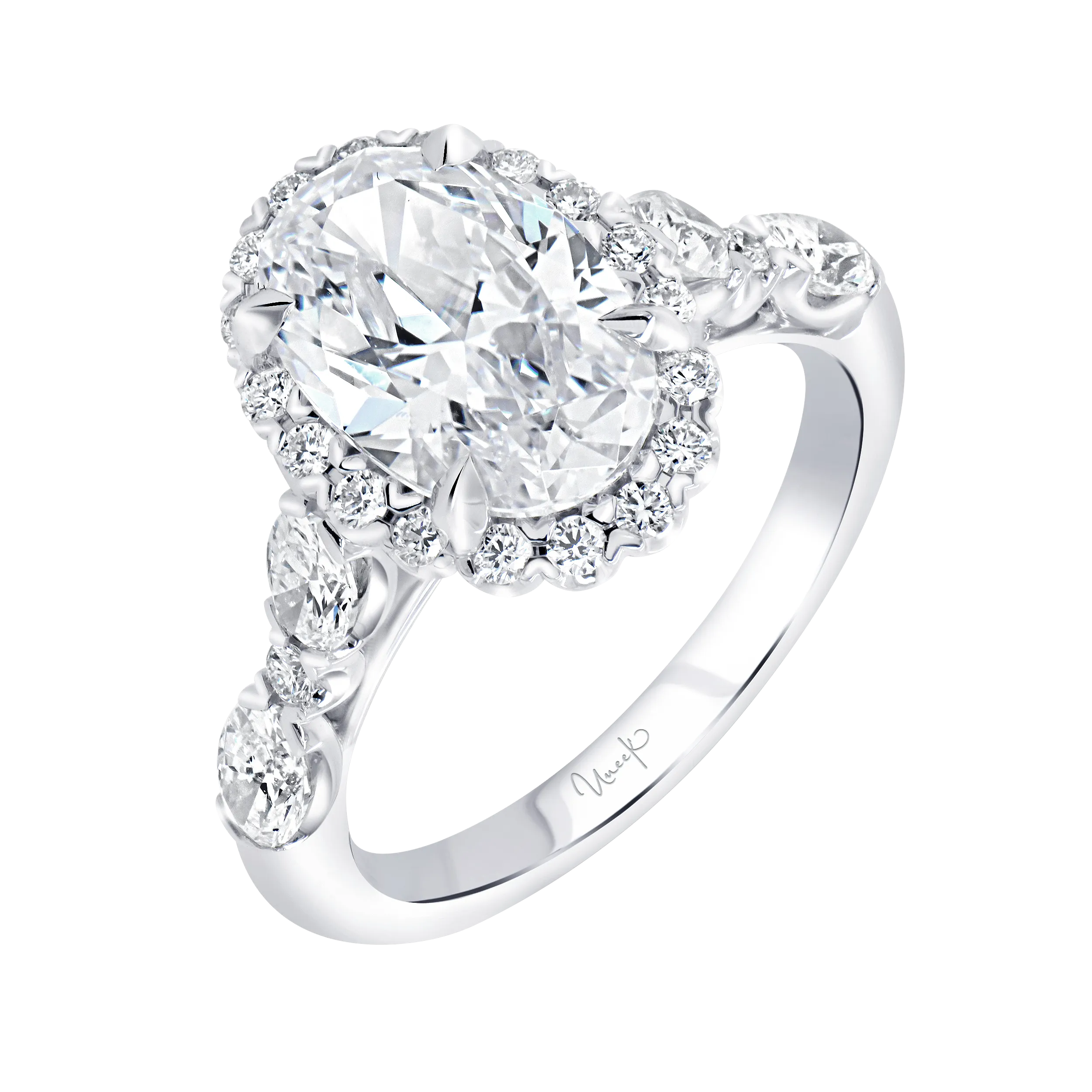 1.12ctw Oval Halo Engagement Ring
