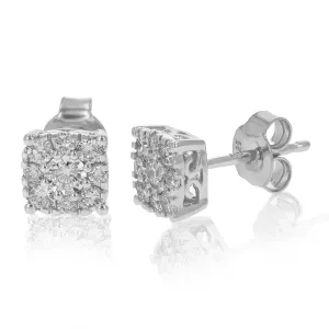1/2 cttw Lab Grown Diamond Princess Stud Earrings Sterling Silver