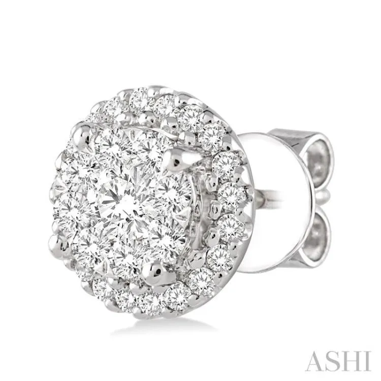 1/2 ctw Lovebright Round Cut Diamond Earrings in 14K White Gold