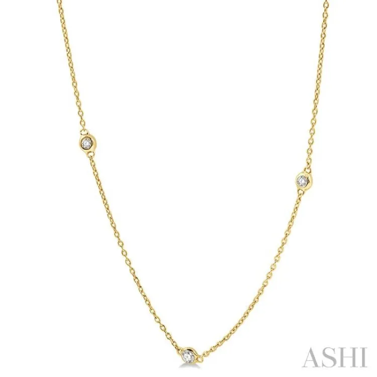 1/2 ctw Round Cut Diamond Fashion Necklace in 14K Yellow Gold