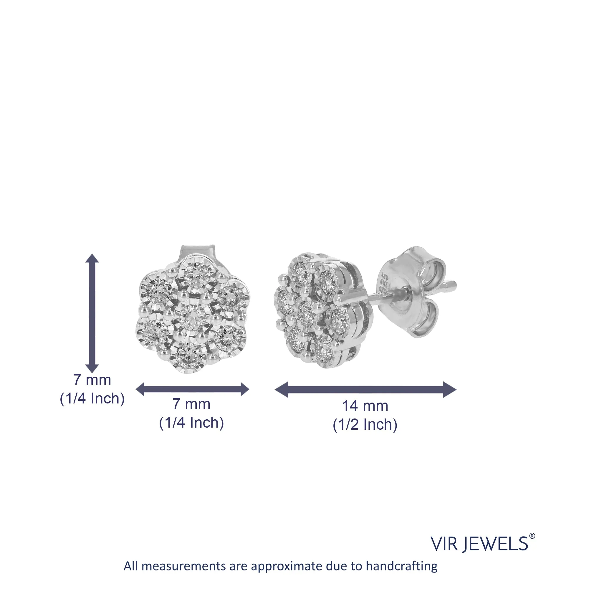 1/3 cttw Lab Grown Diamond Flower Stud Earrings Sterling Silver
