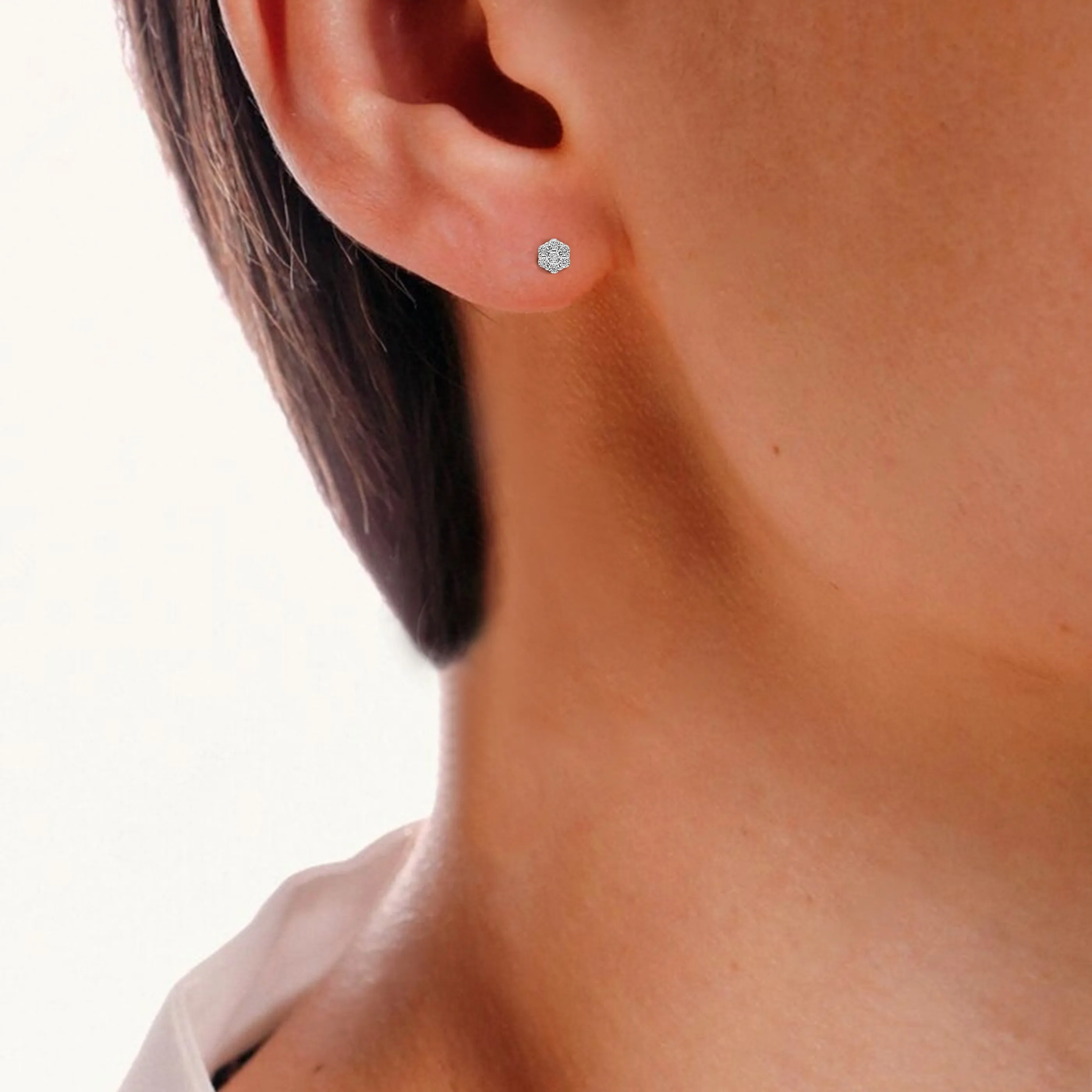 1/3 cttw Lab Grown Diamond Flower Stud Earrings Sterling Silver