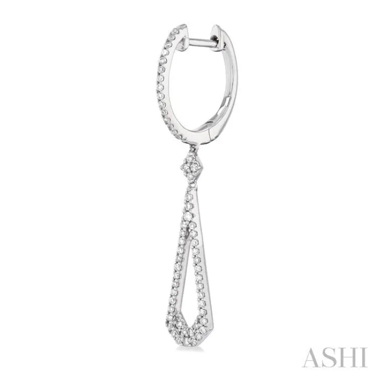1/3 ctw Tear Drop Round Cut Diamond Long Earring in 10K White Gold