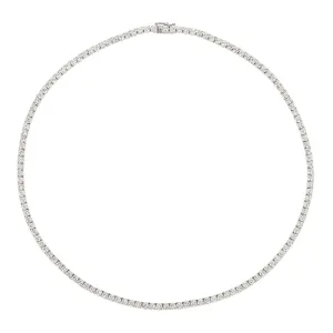13.50 Carat Natural Diamond Tennis Necklace G SI 14K White Gold 16 inches