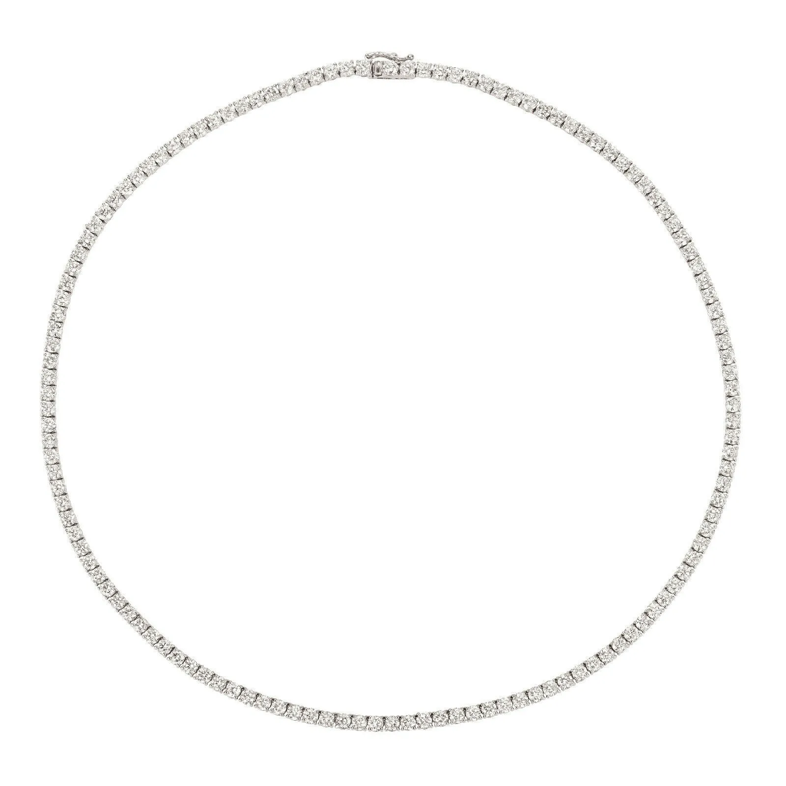 13.50 Carat Natural Diamond Tennis Necklace G SI 14K White Gold 16 inches