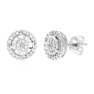 1/4 cttw Classic Diamond Stud Earrings in .925 Sterling Silver