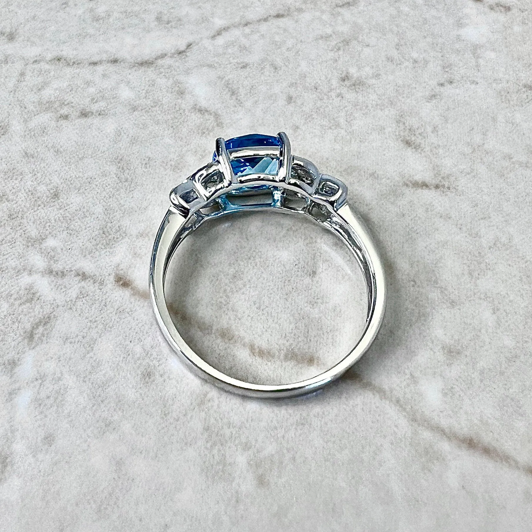 14 Karat White Gold Swiss Blue Topaz & Diamond Ring And Earrings Set