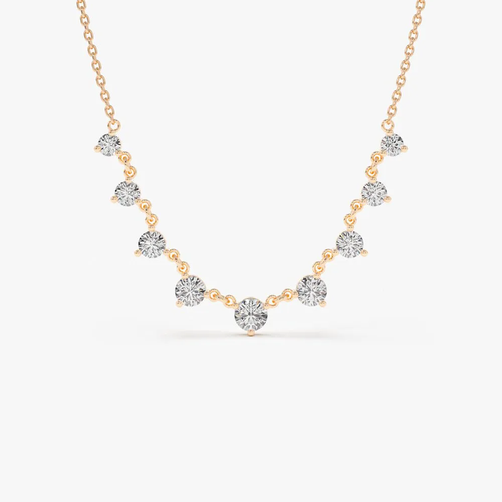 14k 1.05 ctw Solitaire Diamond Graduating Necklace