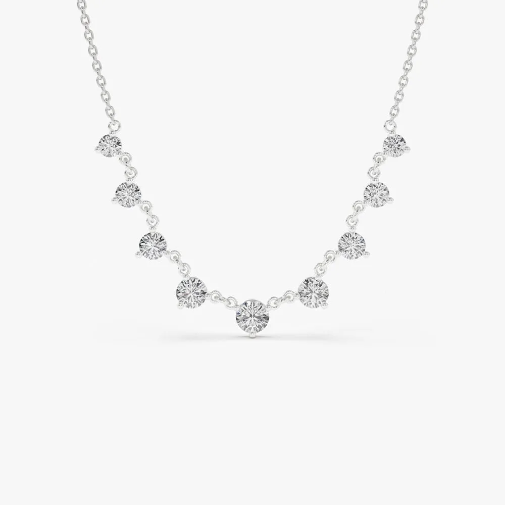 14k 1.05 ctw Solitaire Diamond Graduating Necklace