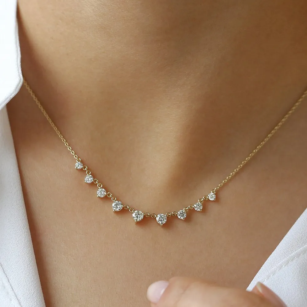 14k 1.05 ctw Solitaire Diamond Graduating Necklace