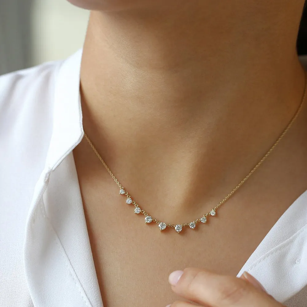 14k 1.05 ctw Solitaire Diamond Graduating Necklace
