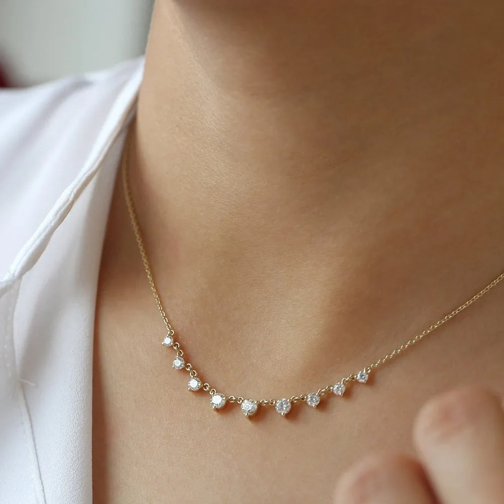 14k 1.05 ctw Solitaire Diamond Graduating Necklace