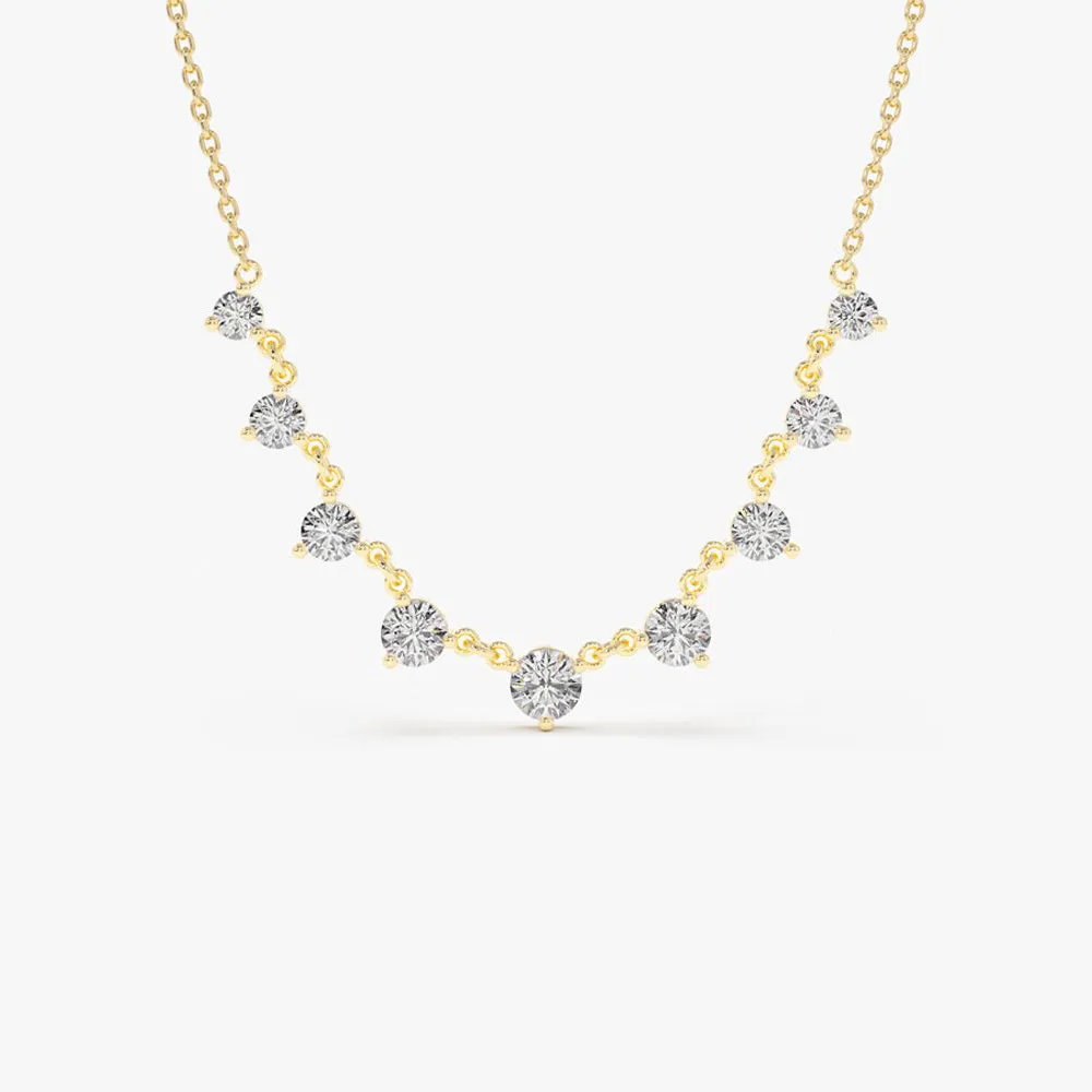 14k 1.05 ctw Solitaire Diamond Graduating Necklace