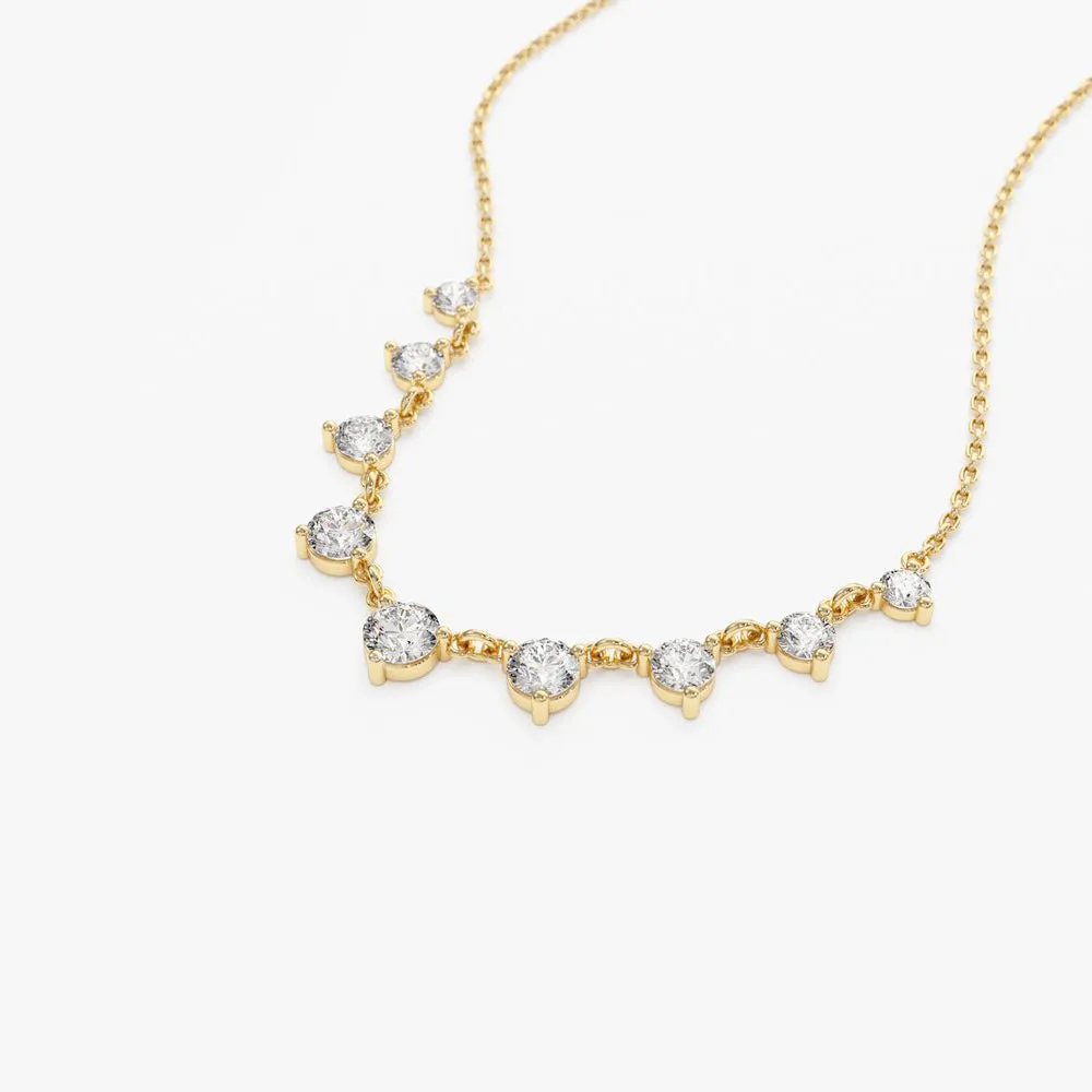 14k 1.05 ctw Solitaire Diamond Graduating Necklace