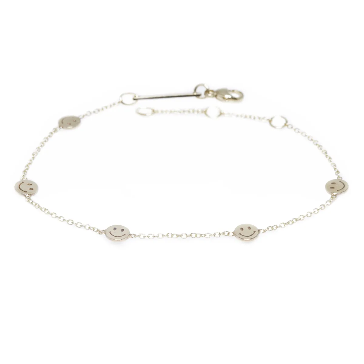 14k 5 Itty Bitty Smiley Face Station Bracelet