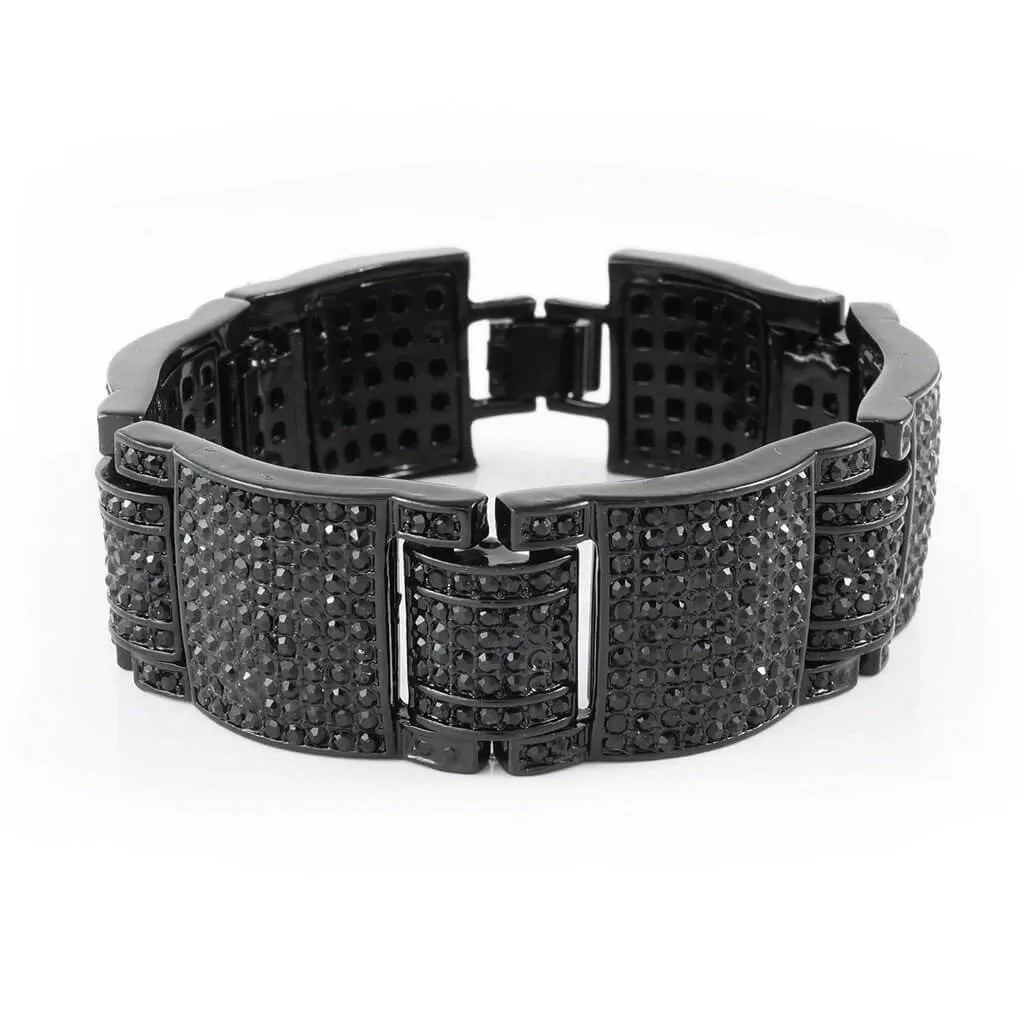 14k Black Gold Iced Large Link Bracelet