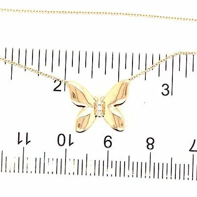 14K Butterfly Diamond Pendant Yellow Gold