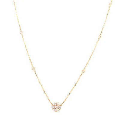 14K Diamond Flower Cluster Diamond By The Yard Necklace Yellow Gold