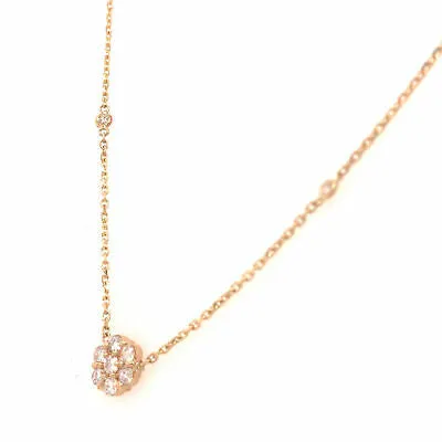 14K Diamond Flower Cluster Diamond By The Yard Necklace Yellow Gold