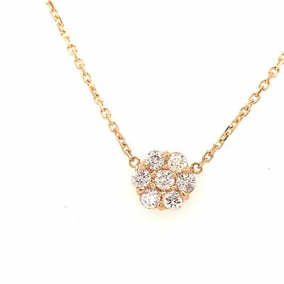 14K Diamond Flower Cluster Diamond By The Yard Necklace Yellow Gold