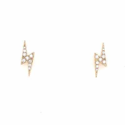 14K Diamond Lightning Bolt Earrings Yellow Gold