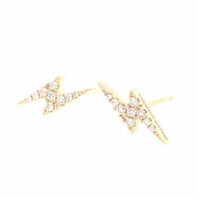 14K Diamond Lightning Bolt Earrings Yellow Gold