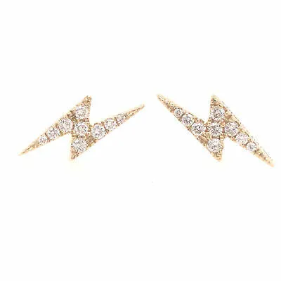 14K Diamond Lightning Bolt Earrings Yellow Gold