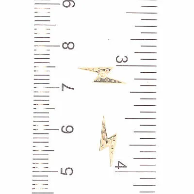 14K Diamond Lightning Bolt Earrings Yellow Gold