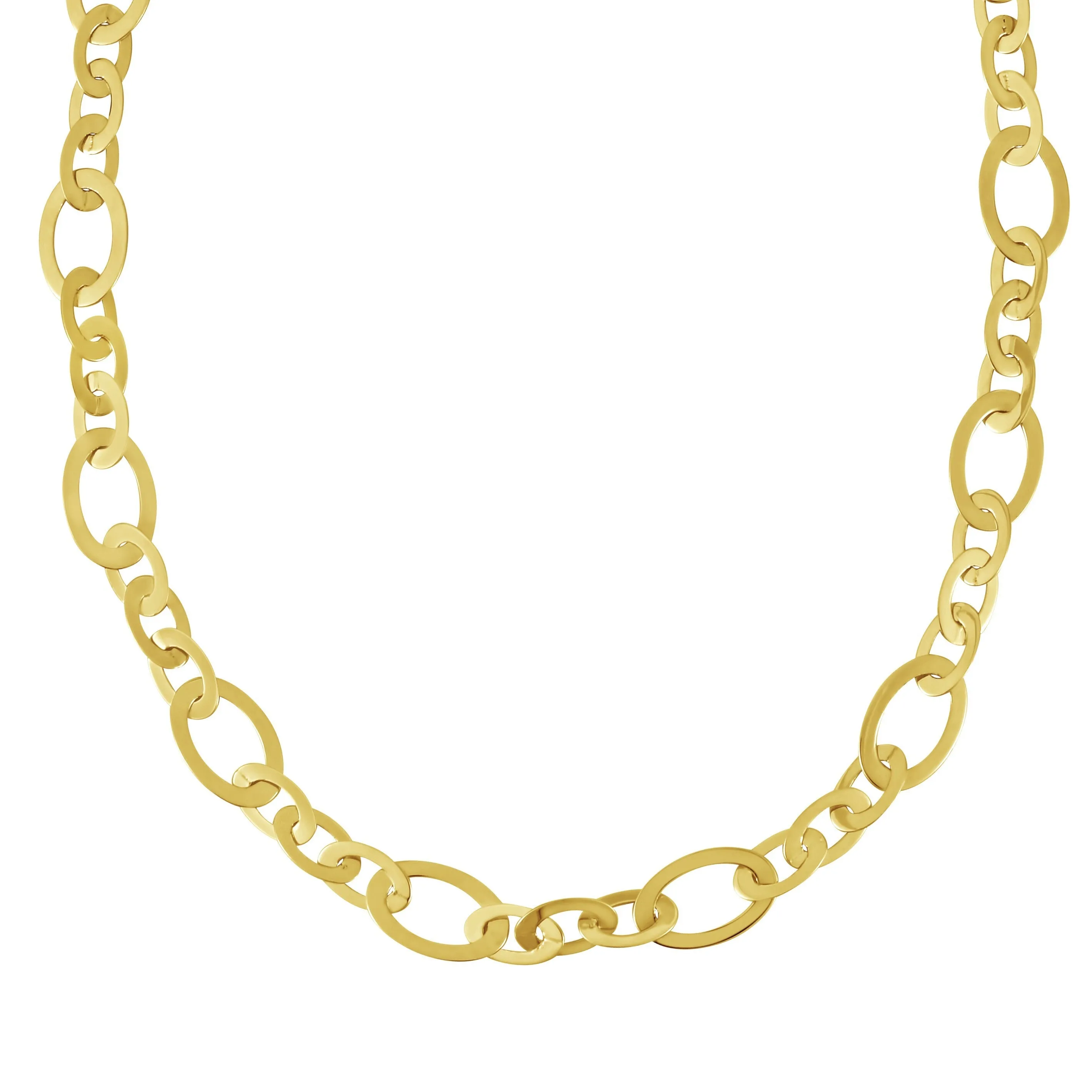 14K Gold Alternating Flat Oval Link Necklace