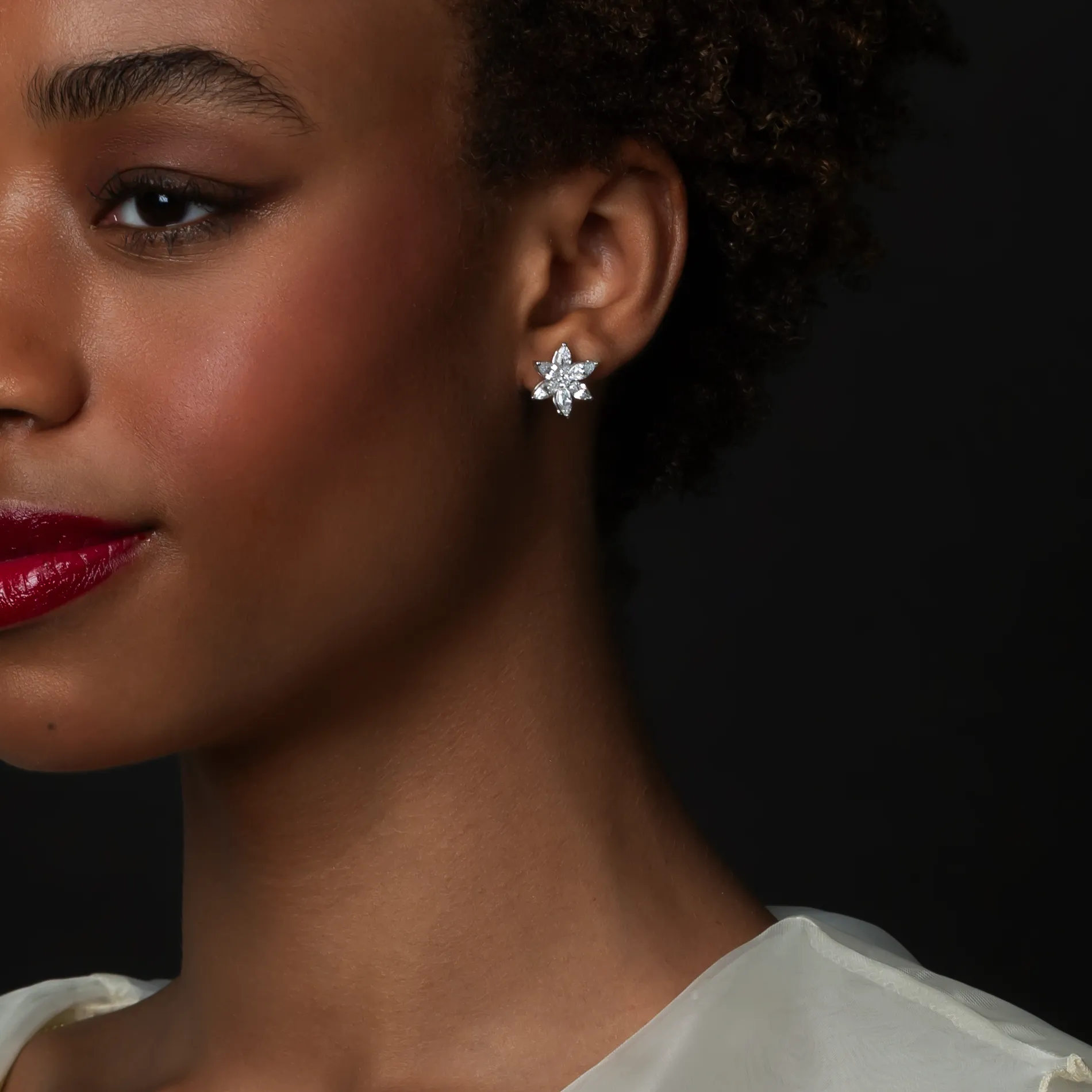 14K Gold & Lab Grown Diamond Floral Earrings
