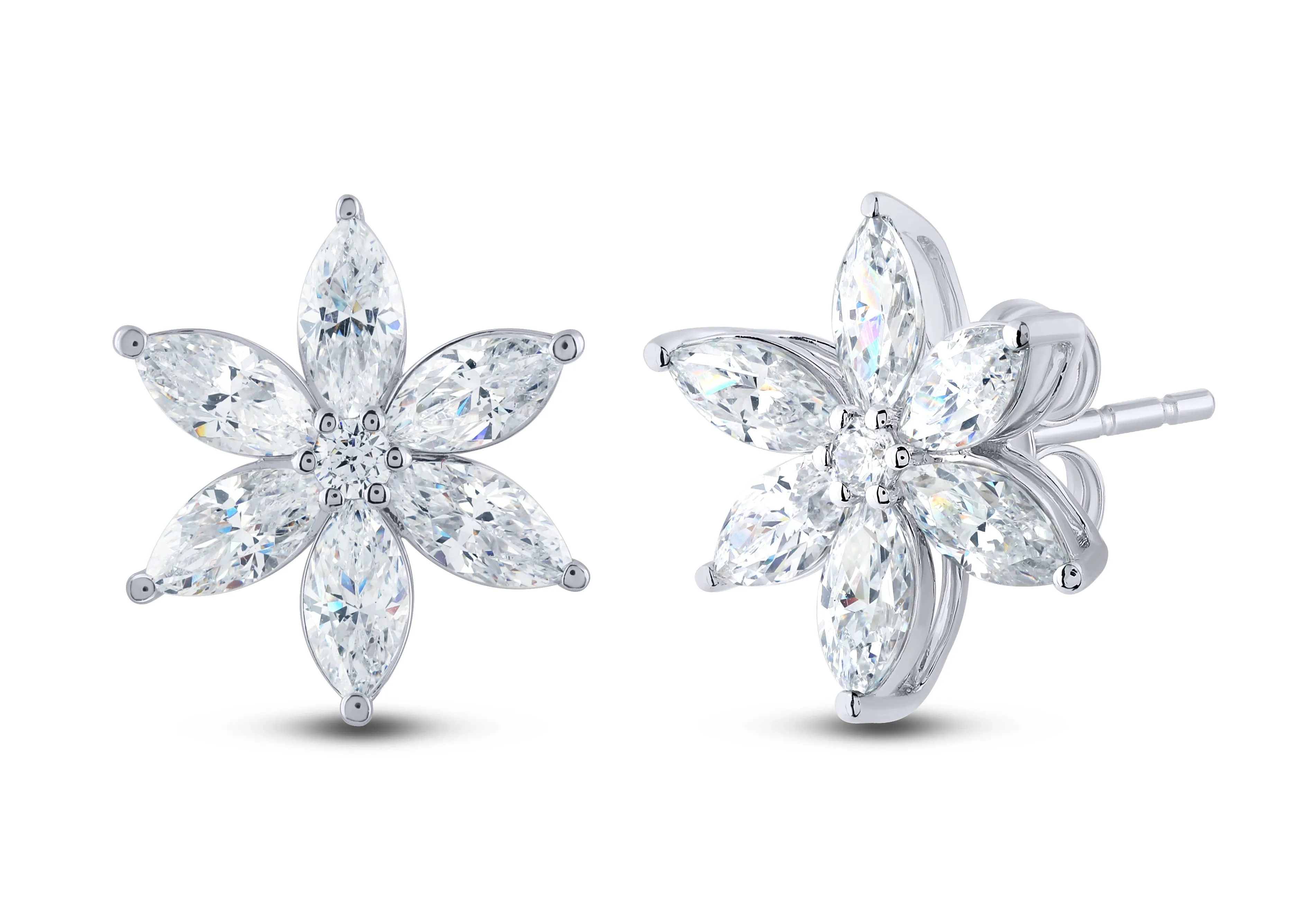 14K Gold & Lab Grown Diamond Floral Earrings
