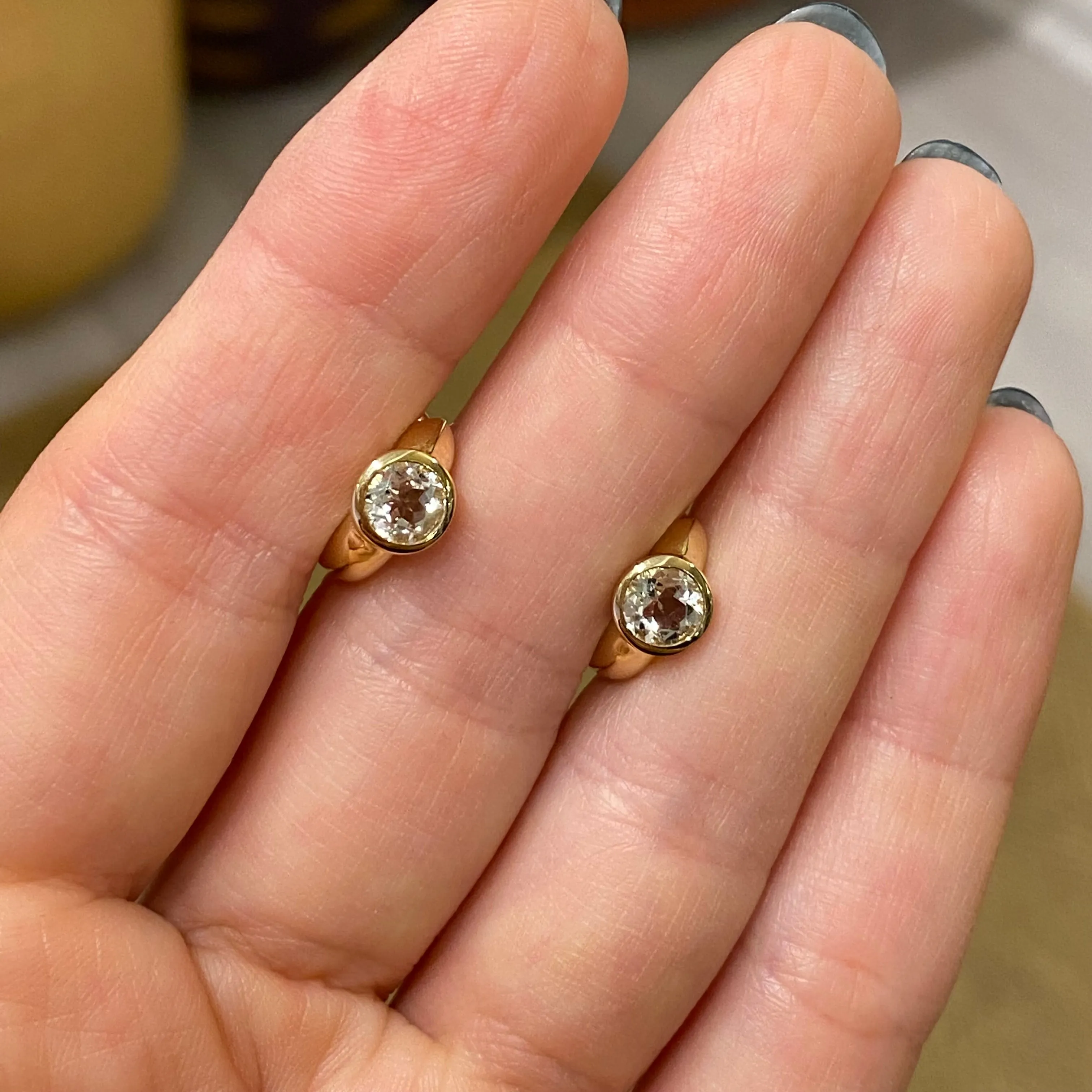14K Gold & Topaz Huggy Earrings
