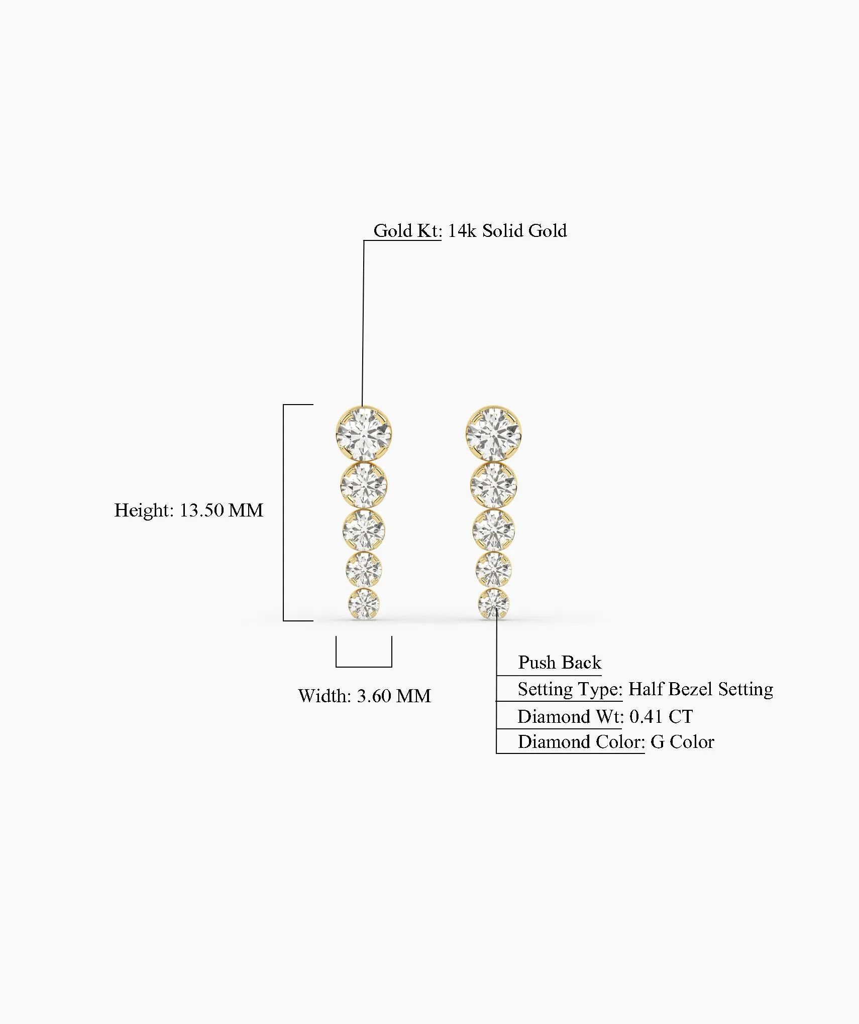14K Gold Cascade Diamond Studs