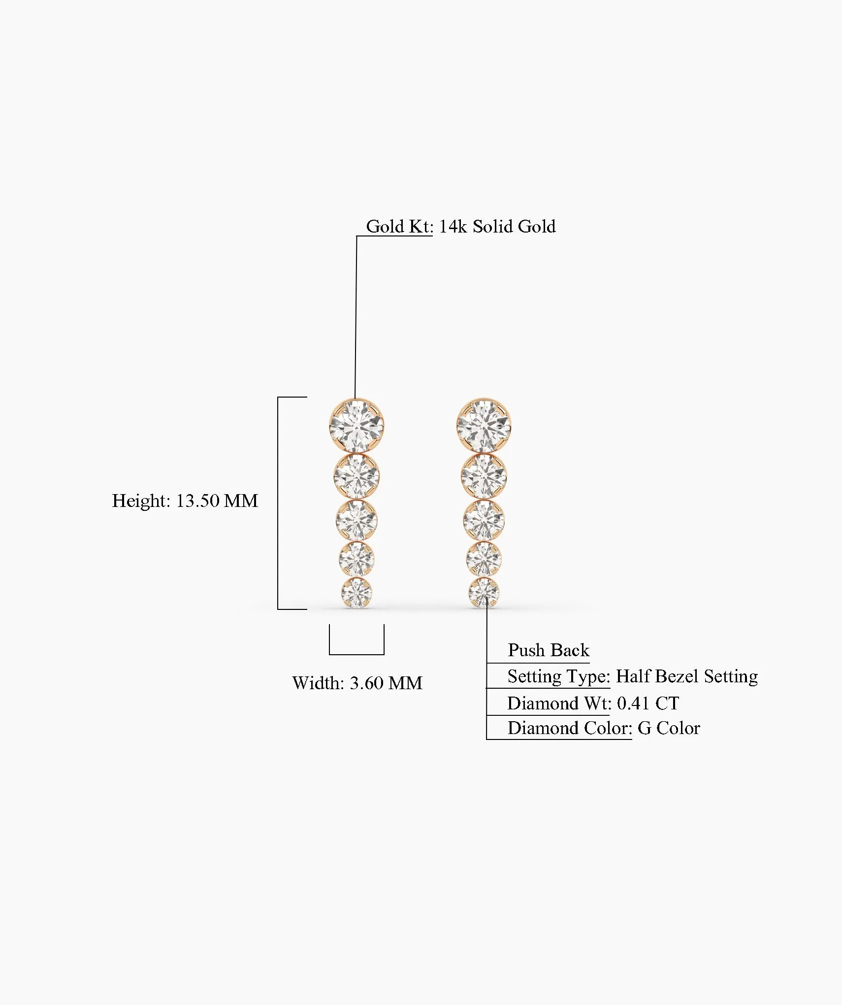 14K Gold Cascade Diamond Studs