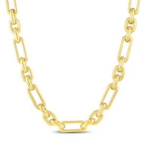 14K Gold Chunky Paperclip And Oval Link Necklace