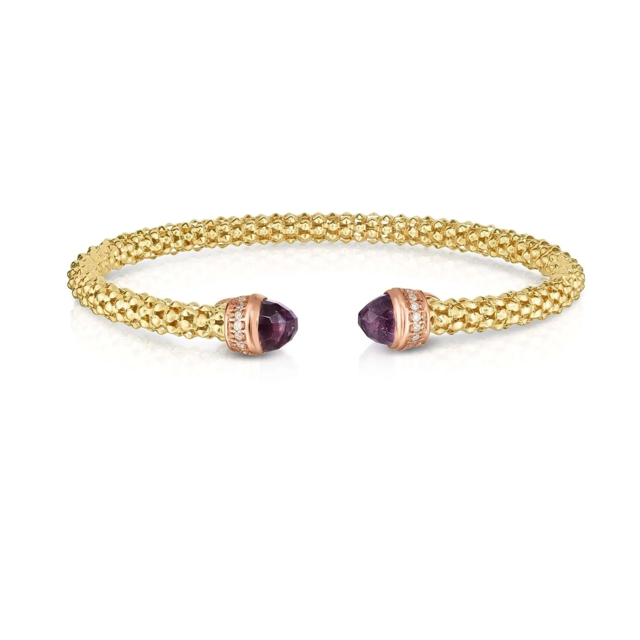 14K Gold, Diamond & Amethyst Prosecco Cuff