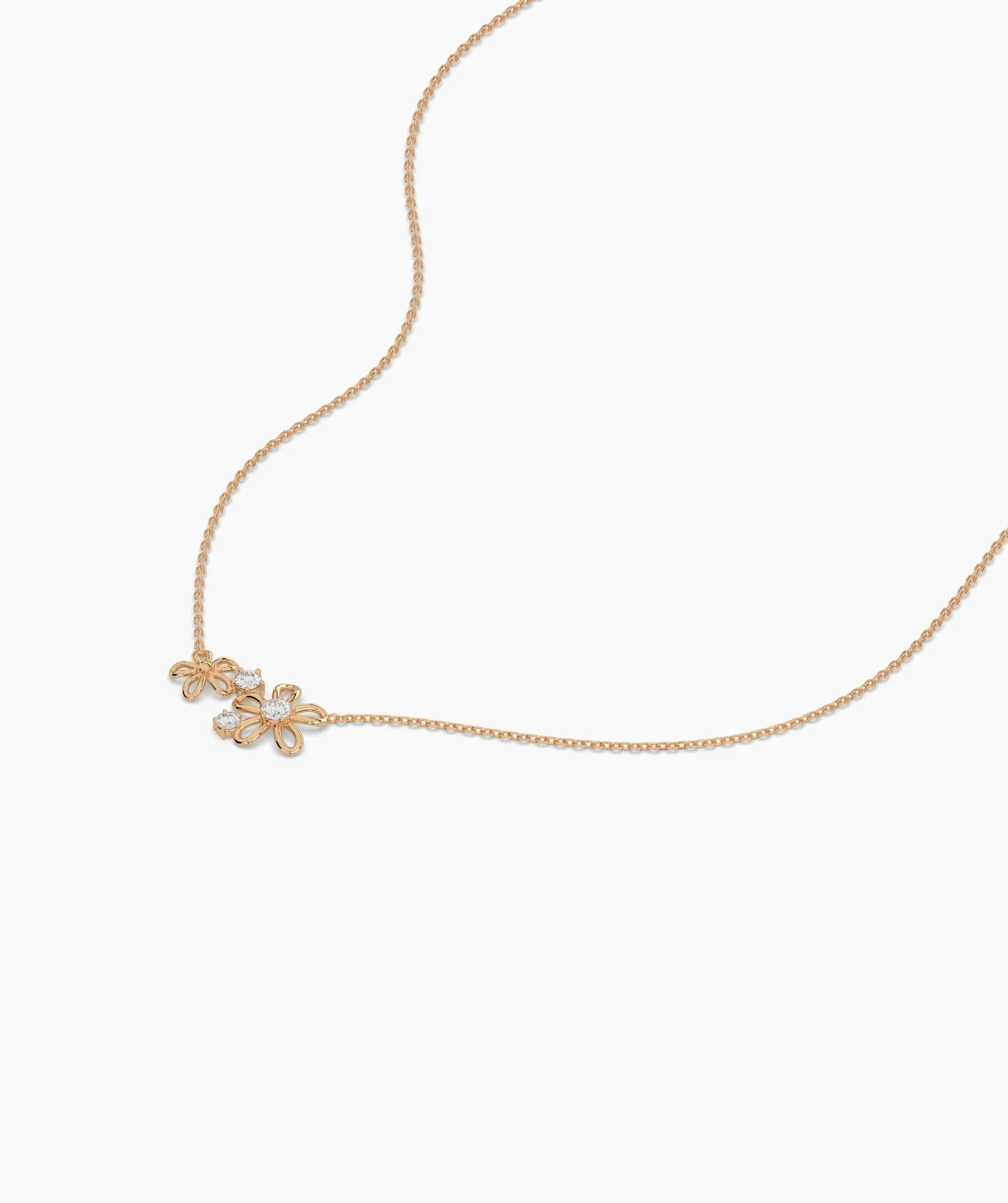 14K Gold Diamond Flower Pendant