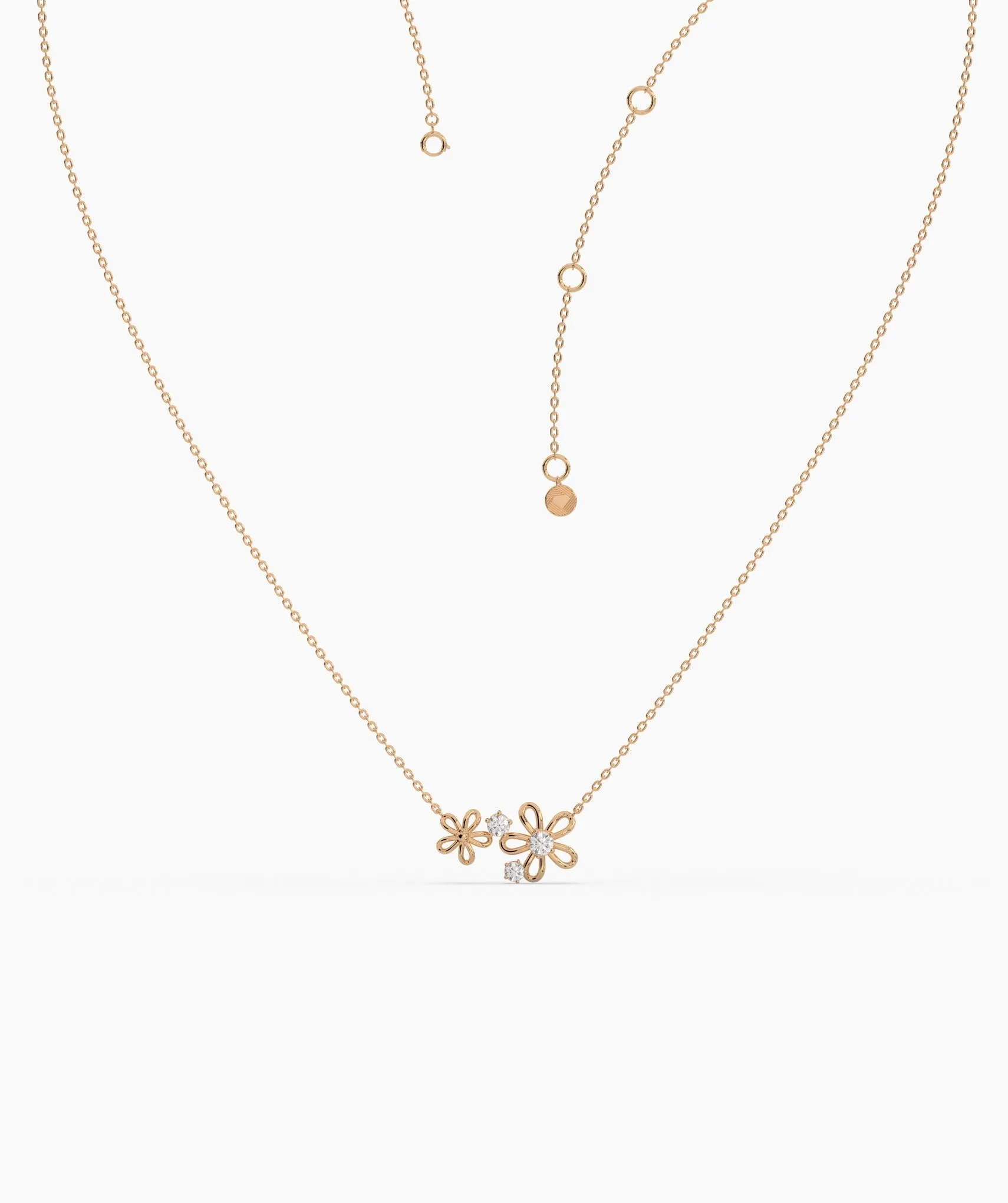 14K Gold Diamond Flower Pendant