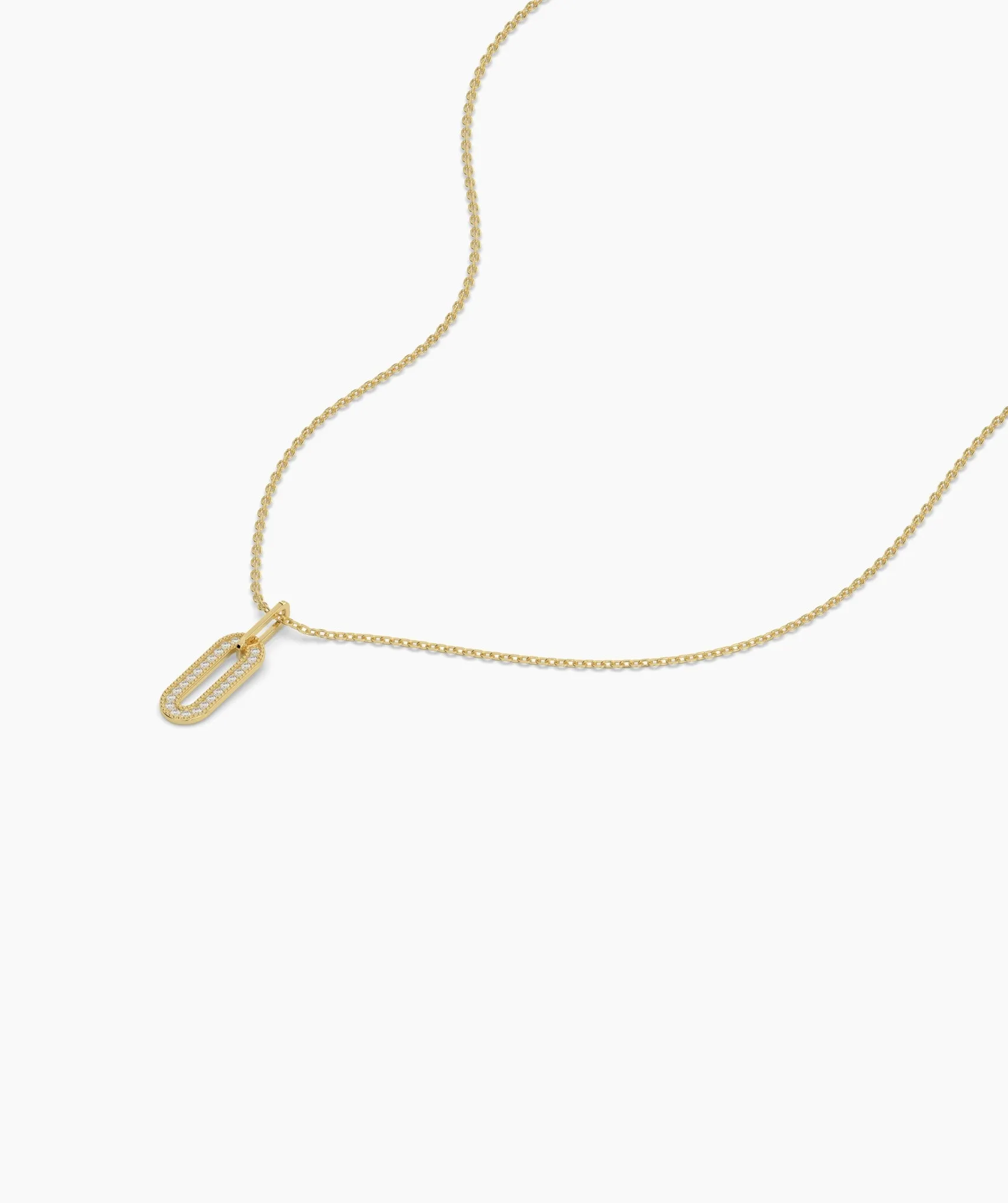 14k Gold Diamond Paperclip Pendant