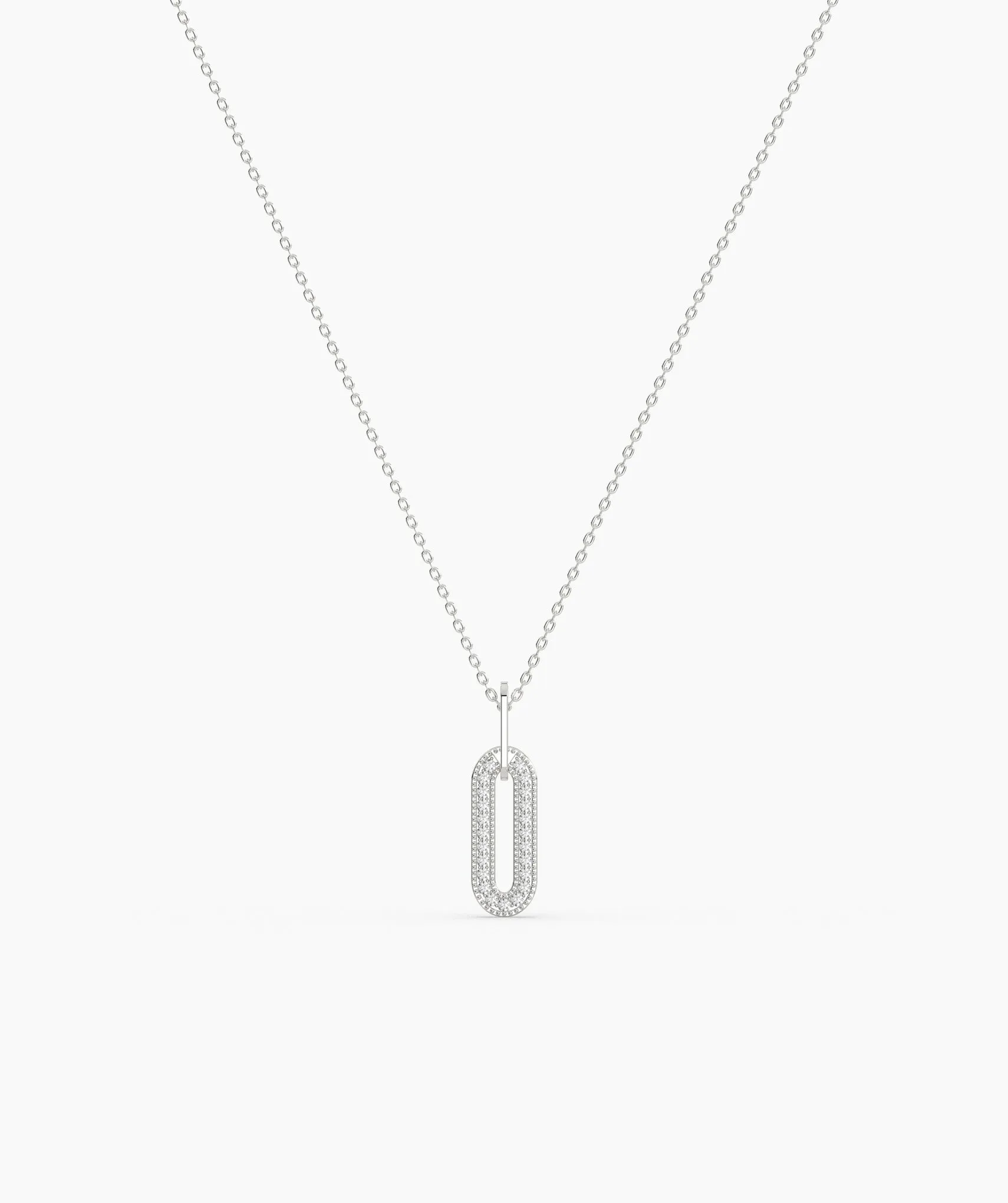 14k Gold Diamond Paperclip Pendant