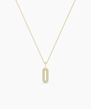 14k Gold Diamond Paperclip Pendant