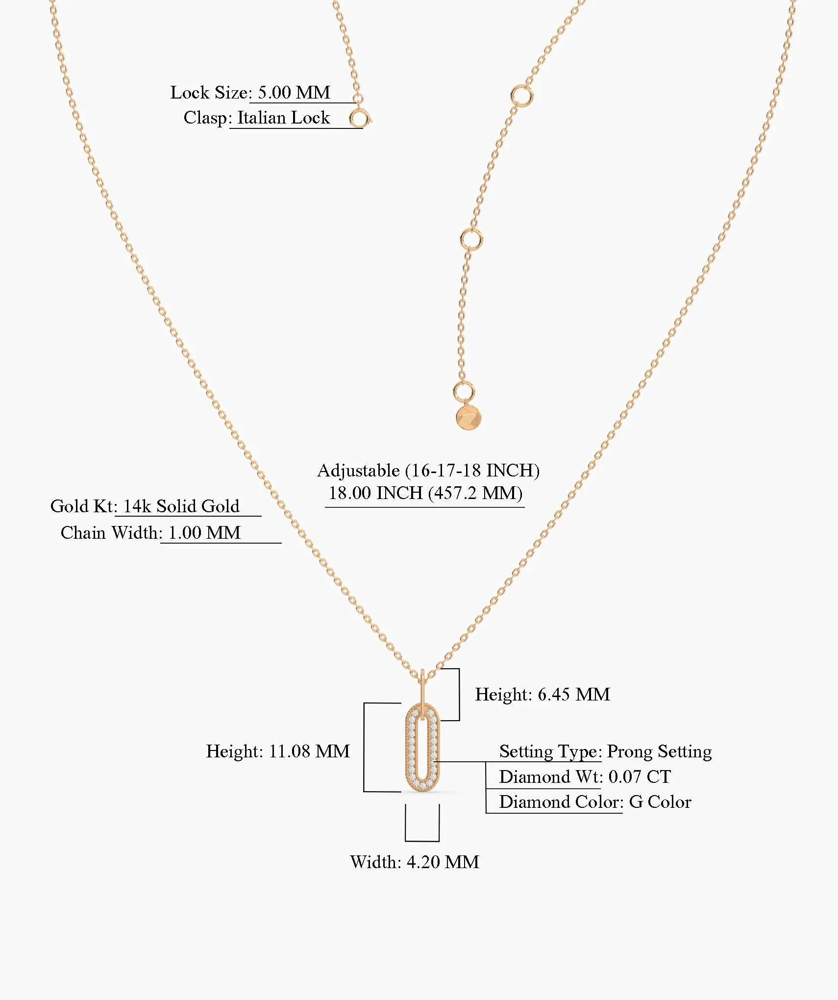 14k Gold Diamond Paperclip Pendant