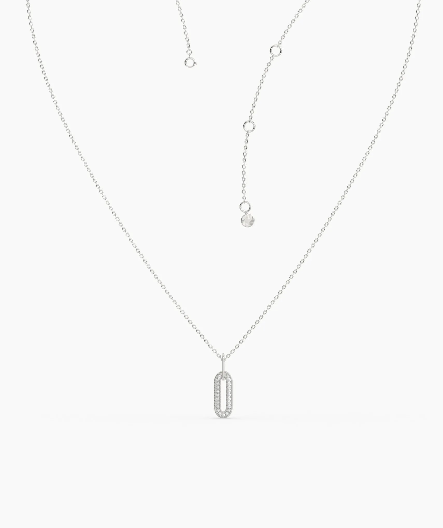 14k Gold Diamond Paperclip Pendant